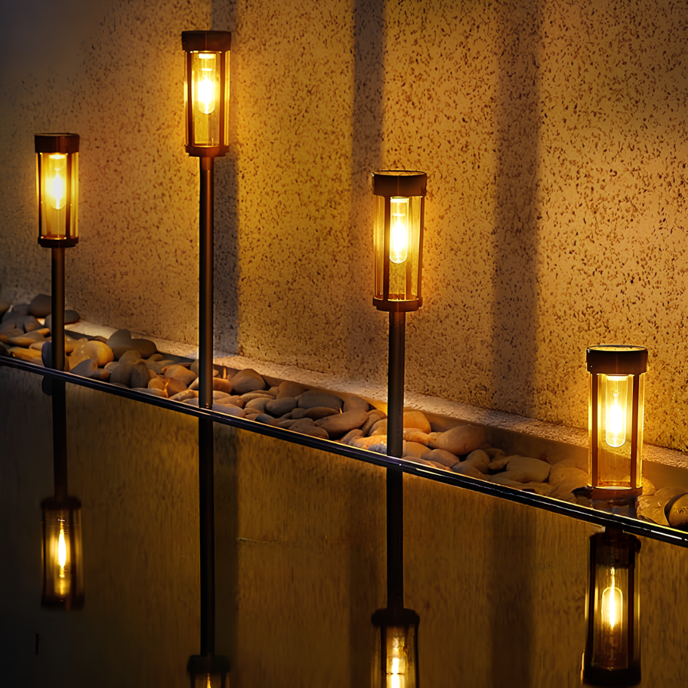 Lumières modernes solaires pour allée de jardin - Lampe à piquer extérieure à DEL