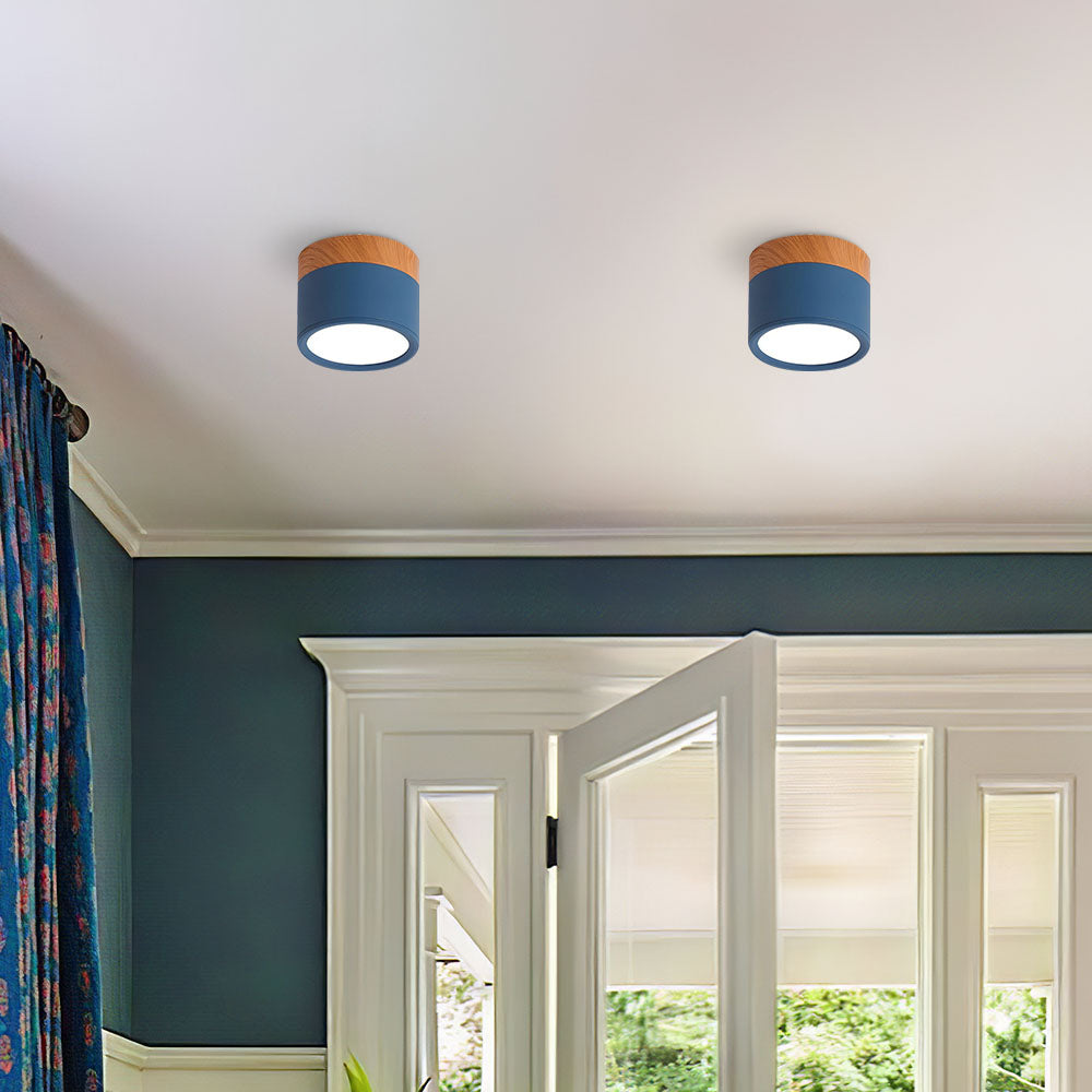 Button Wood Ceiling Light