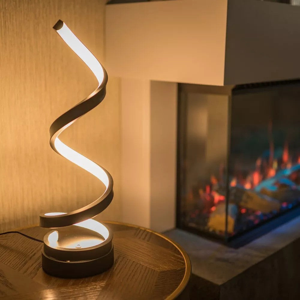 Lampe de table spirale moderne à DEL rechargeable par USB - Éclairage d'ambiance réglable