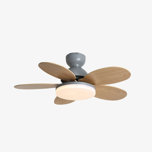 Ventilateur de plafond LED avec silhouette florale profil bas et flux d'air réversible - Design ludique