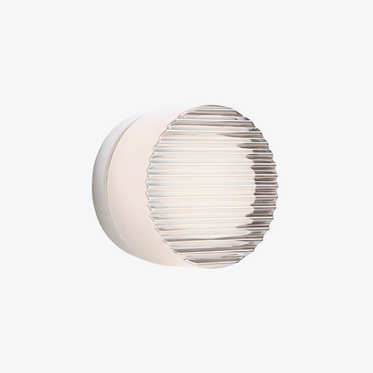 Round LED Wall Lamp with Textured Disk Shade - Modern Minimalist Sconce Light