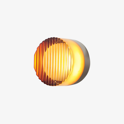 Round LED Wall Lamp with Textured Disk Shade - Modern Minimalist Sconce Light