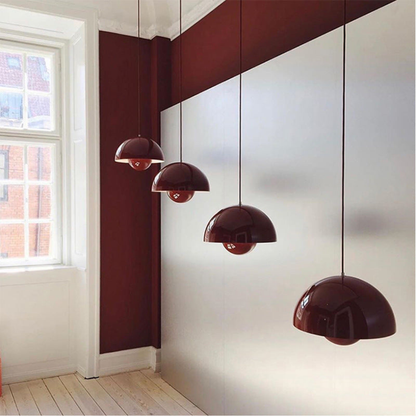 Pendant Light with Nested Dome Metal Shades - Mid Century Modern Retro