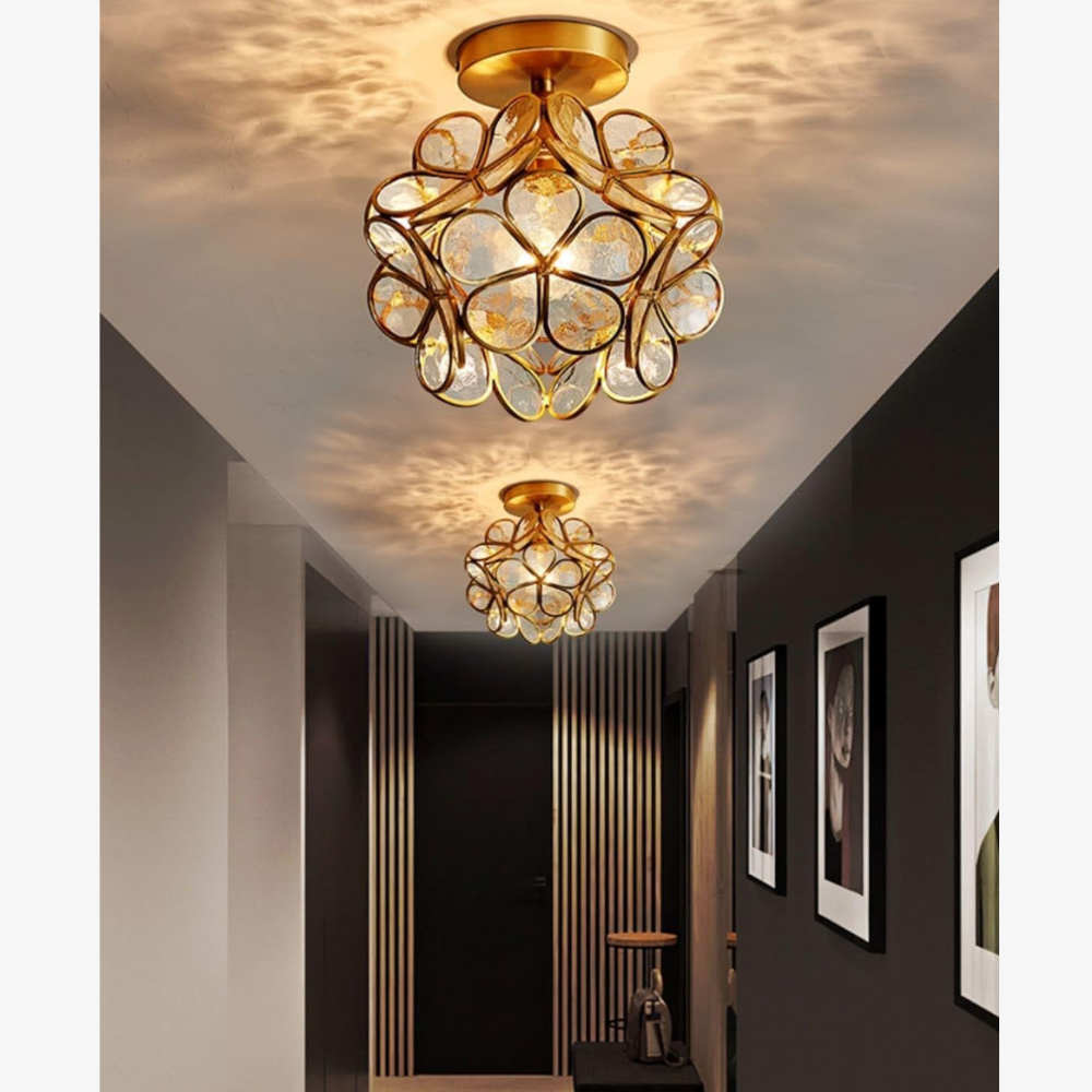Floral Flush Mount Ceiling Light - Petal Design Acrylic Globe