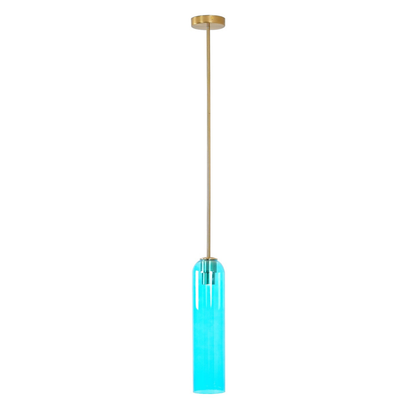 Cylinder Glass Pendant Light with Metal Downrod - Modern Art Deco