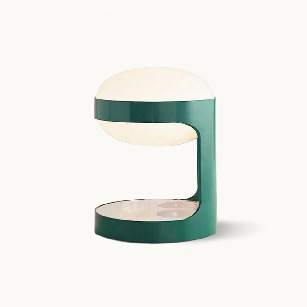 C-Shape Table Light with Frosted Glass Globe - Modern Bauhaus Green