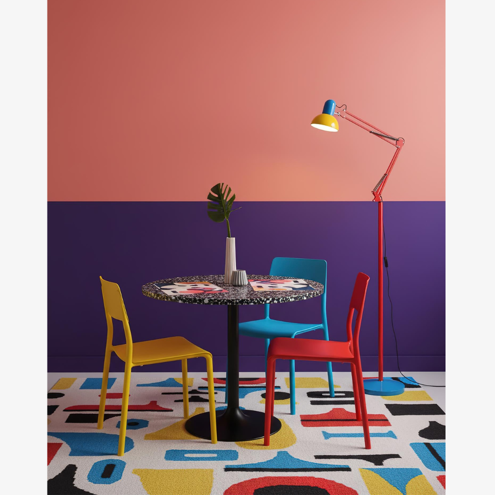 Adjustable Floor Lamp – Memphis Style with Spring-Balanced Articulated Arm and Metal Dome Shade