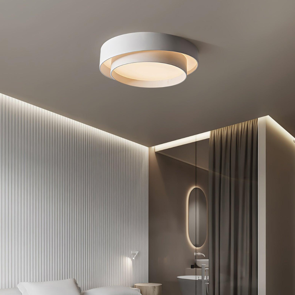 Concentric Ring Ceiling Light with Tiered Shade - Modern Flush Mount
