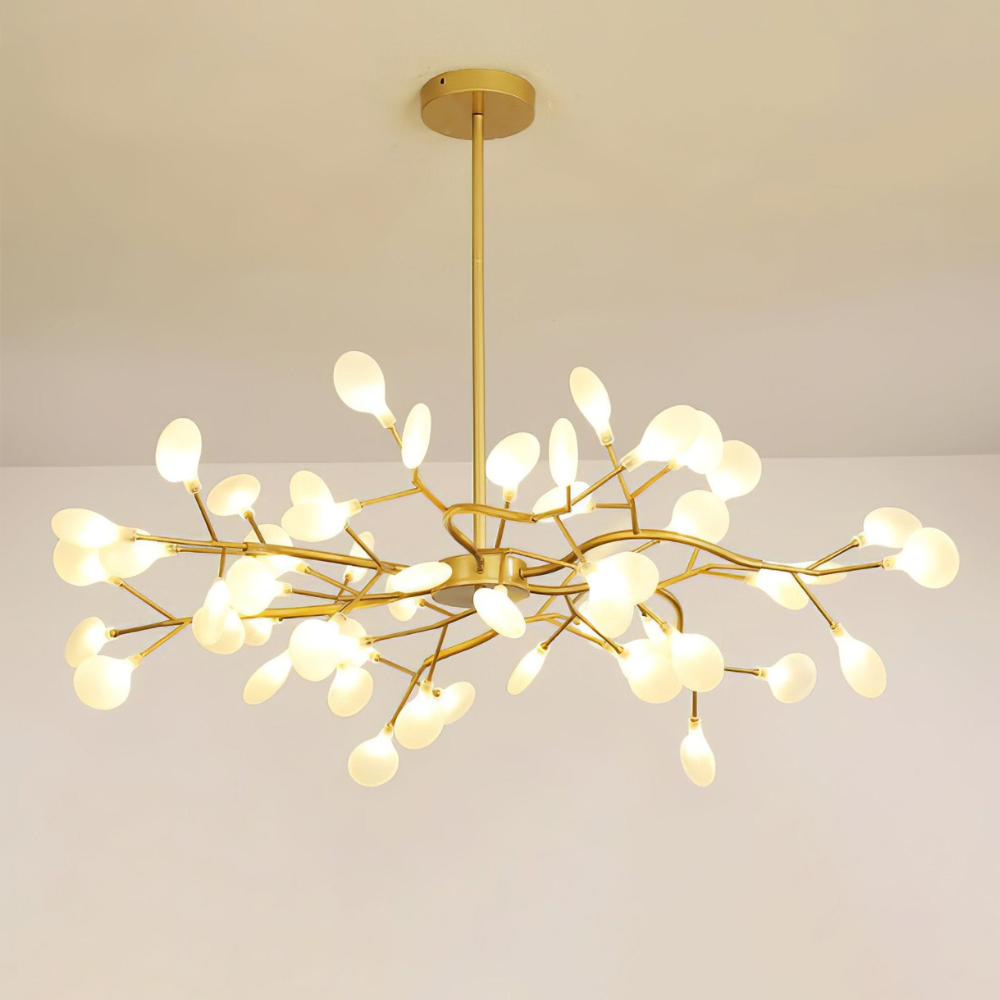Sputnik-Kronleuchter mit Glasblütenzweigen – Modernes Mid-Century-Design