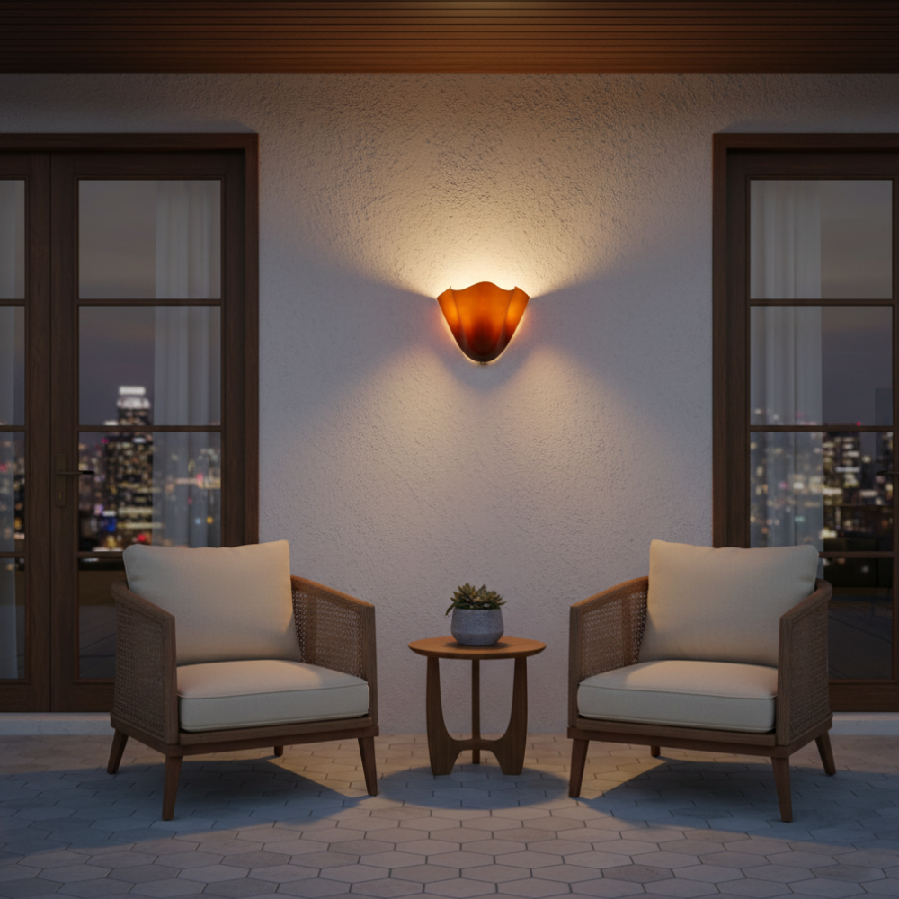 Moderne Glas-Wandlampe mit Rüschen - Organische blühende Blumen-Wandlampe