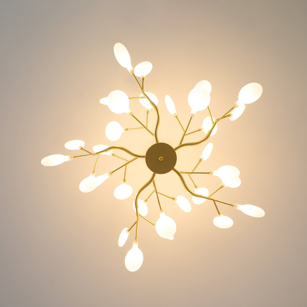 Sputnik-Kronleuchter mit Glasblütenzweigen – Modernes Mid-Century-Design