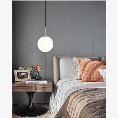 Frosted Glass Orb Hanging Lamp with Minimalist Frame - Multiple Shapes