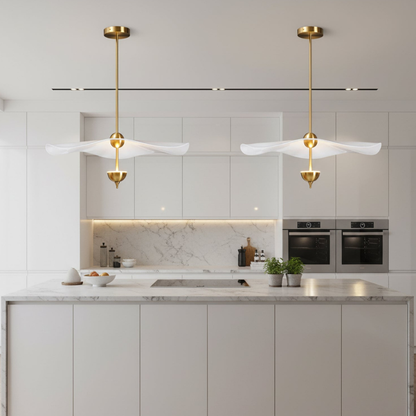 Modern Wavy Wing Pendant Light - Sculptural Floating Ribbon Hanging Lamp