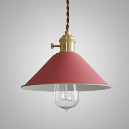 Modern Brass-Neck Cone Pendant Light - Vibrant Matte Industrial Pendant Lights