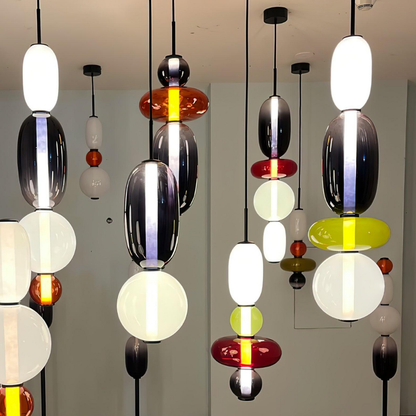Stacked Glass Pendant Light with Geometric Tiers - Art Deco Style
