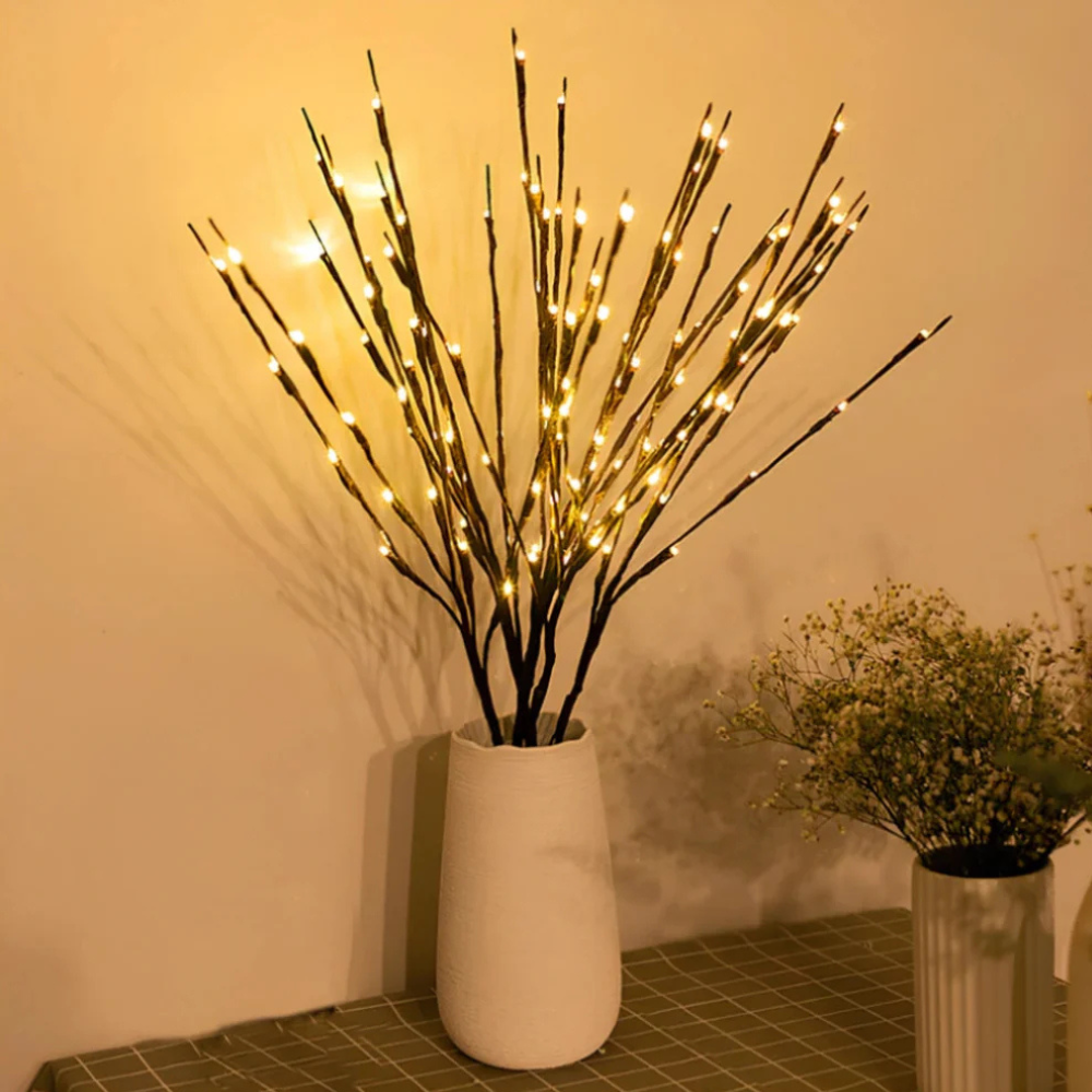 Lampe à branche florale LED bohème - Décoration de saule et branches alimentée par batterie