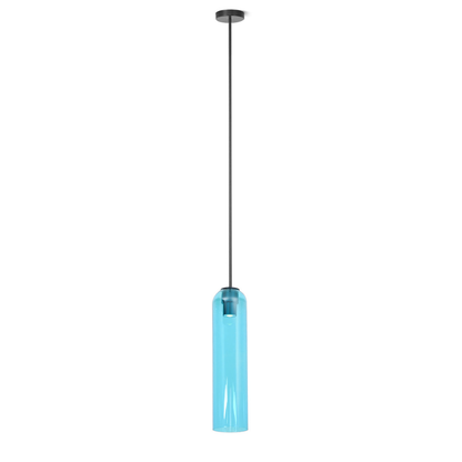 Cylinder Glass Pendant Light with Metal Downrod - Modern Art Deco