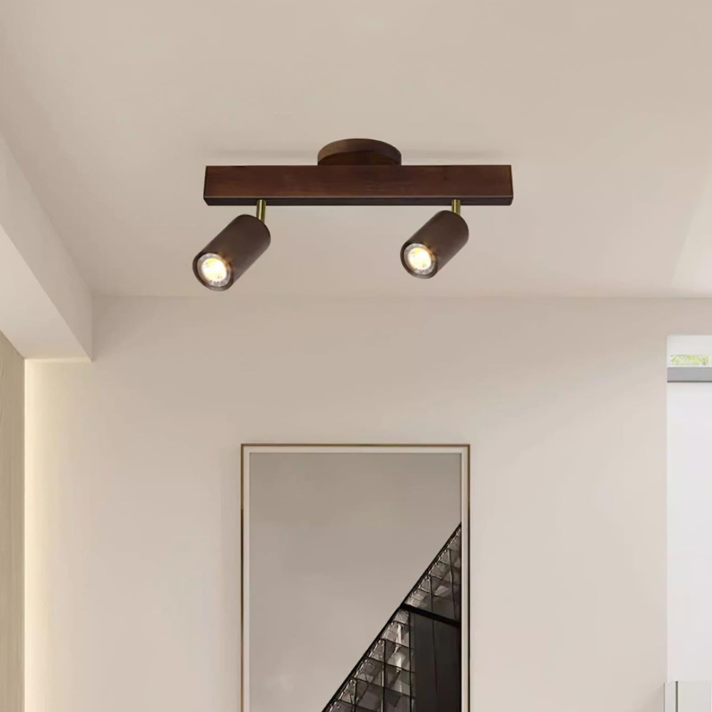 Adjustable Wood Spotlight Fixture - Mid Century Track Lighting