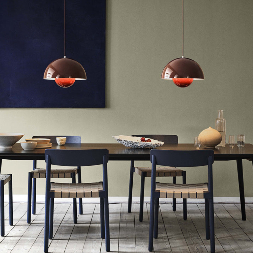 Pendant Light with Nested Dome Metal Shades - Mid Century Modern Retro