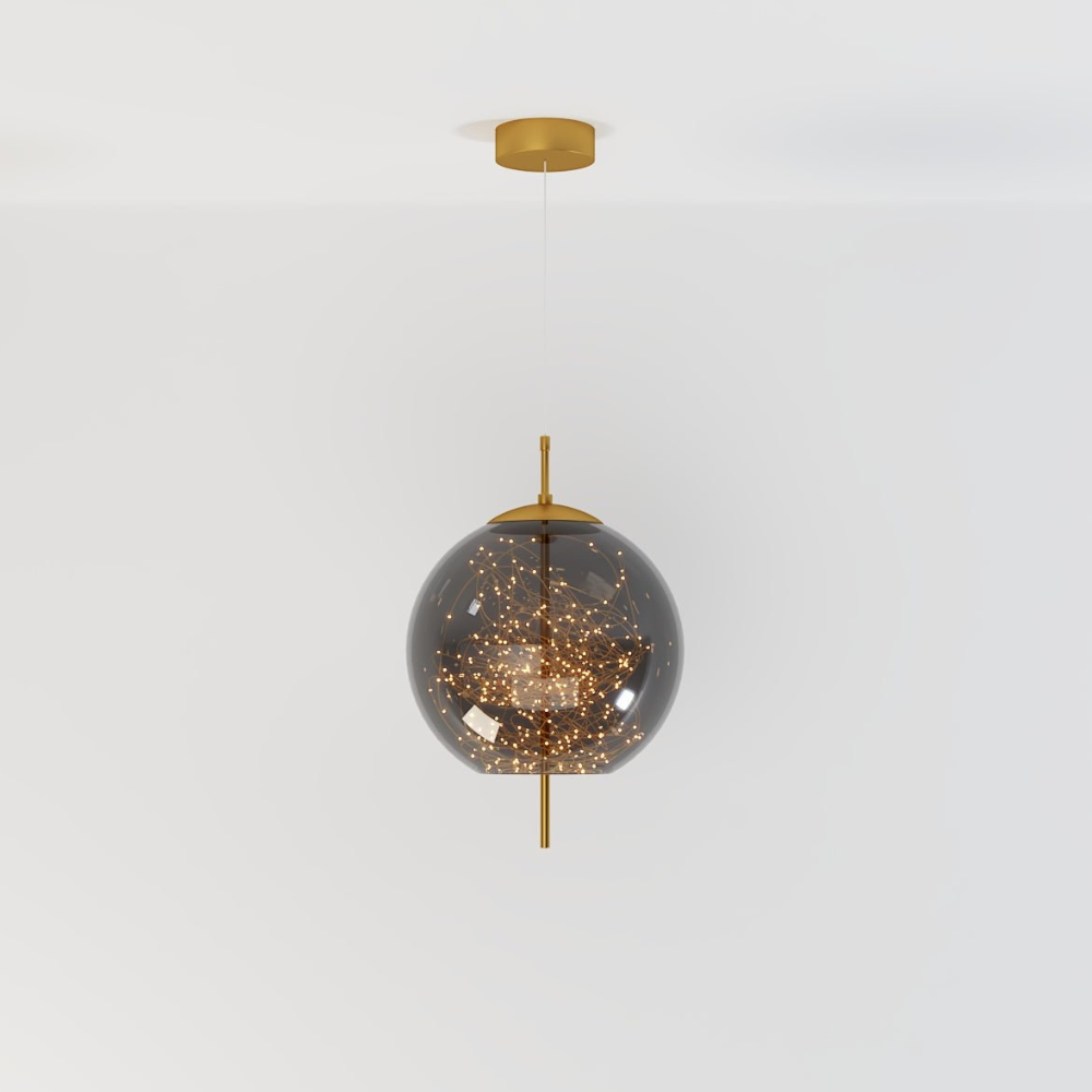Glass Pendant Light with Smoky Shade and Starlights - Modern Style