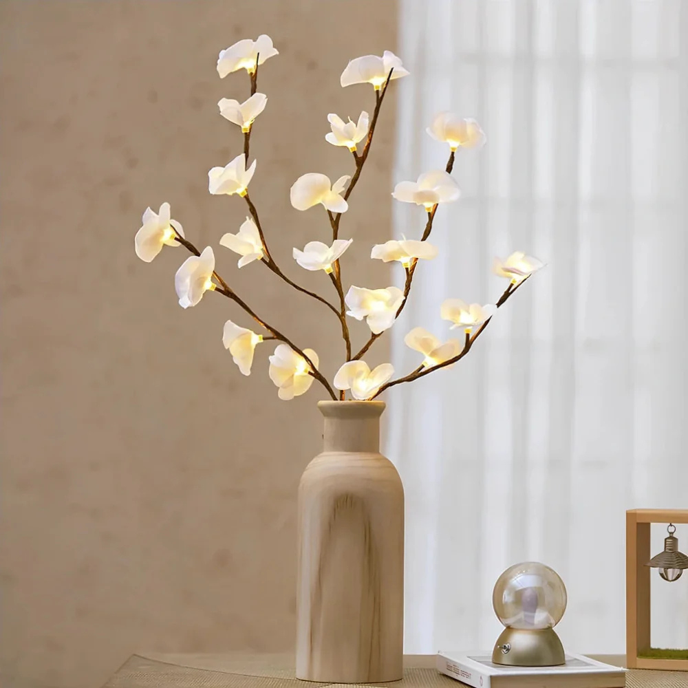Lampe à branche florale LED bohème - Décoration de saule et branches alimentée par batterie