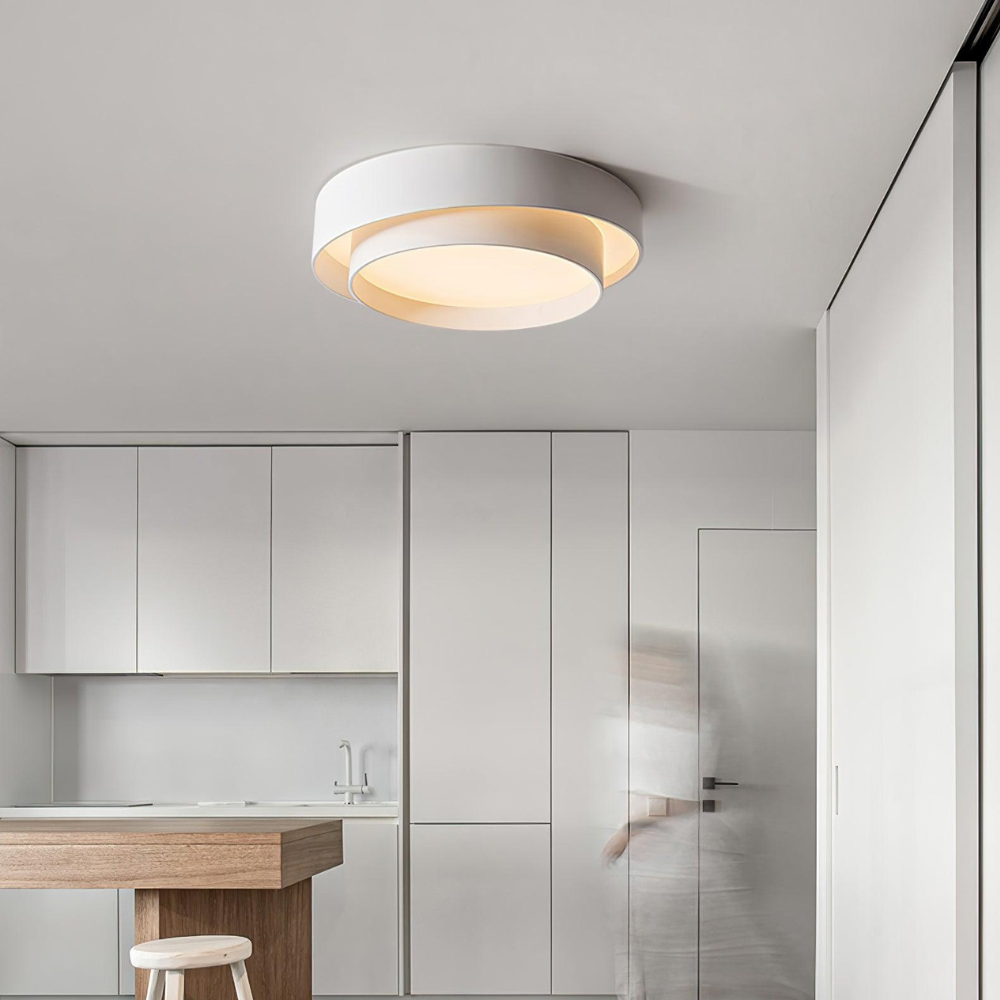 Concentric Ring Ceiling Light with Tiered Shade - Modern Flush Mount
