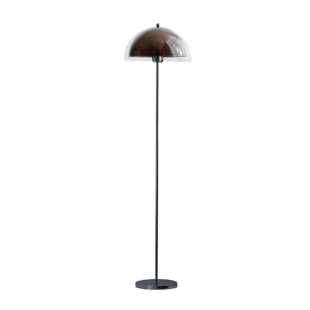 Stehlampe mit doppellagigem Acrylkuppel-Schirm und verchromtem Metallständer