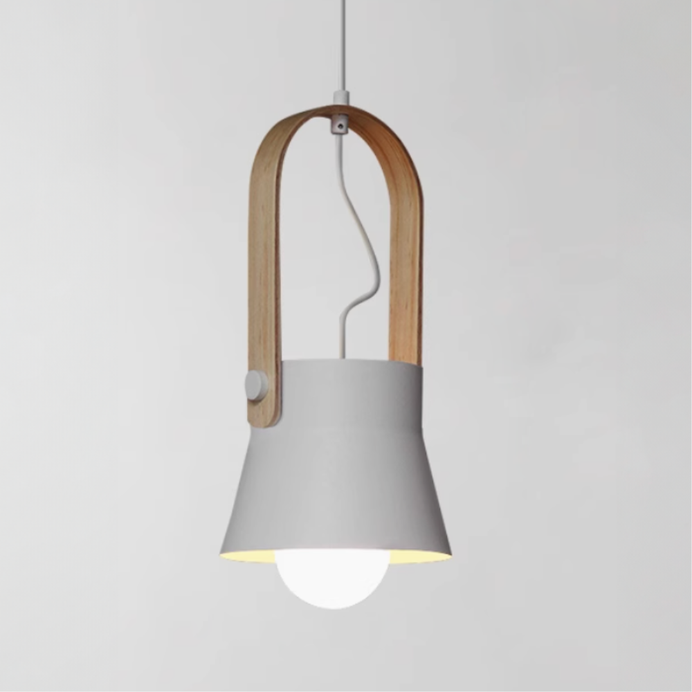 Moderne Pendelleuchte mit Holzoptik-Griff – Nordische konische Pendelleuchten