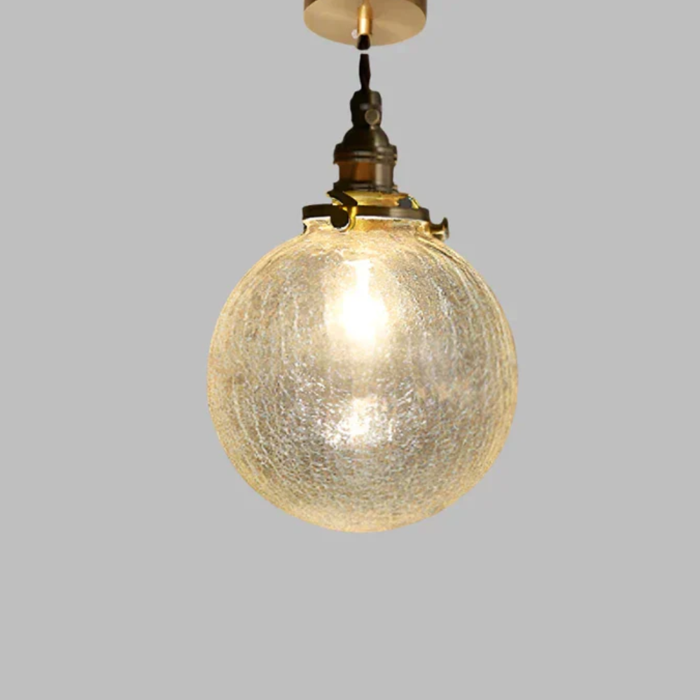 Hanging Ceiling Lamp with Rippled Crystal Glass - Retro Industrial