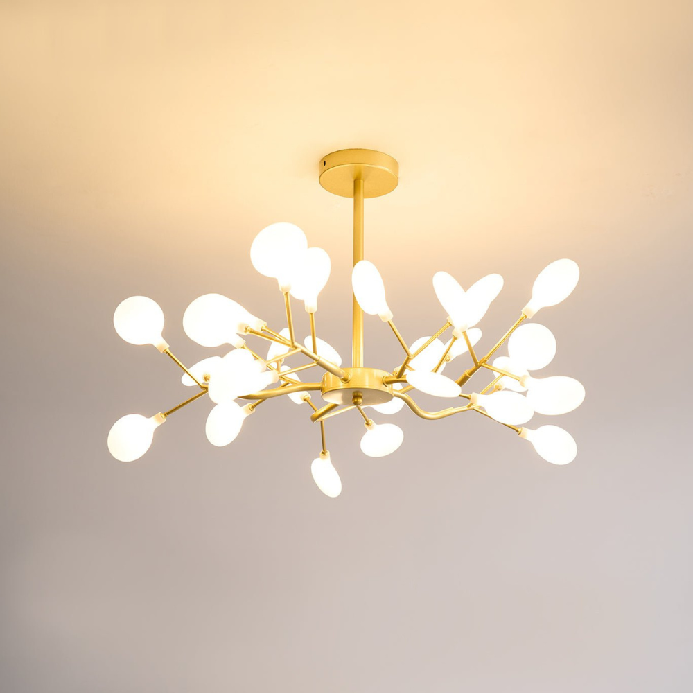Sputnik-Kronleuchter mit Glasblütenzweigen – Modernes Mid-Century-Design