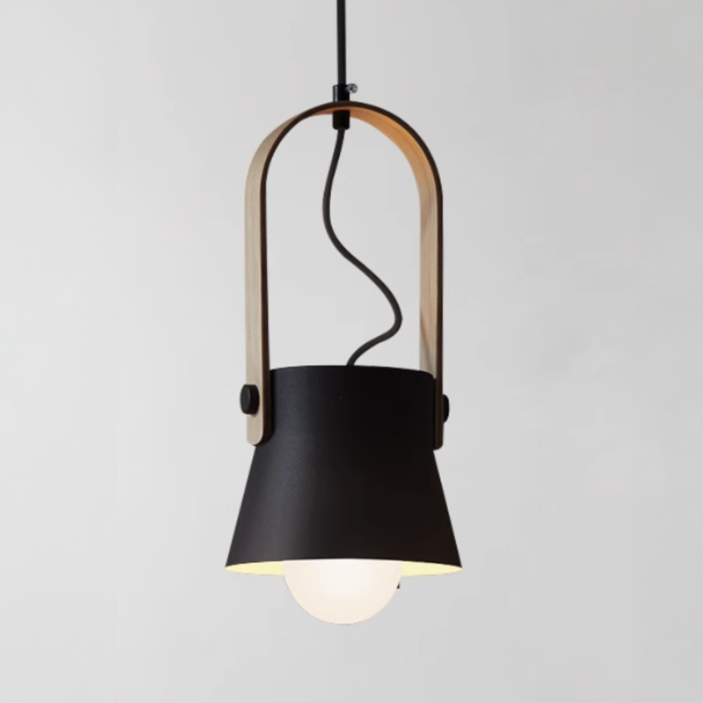 Moderne Pendelleuchte mit Holzoptik-Griff – Nordische konische Pendelleuchten