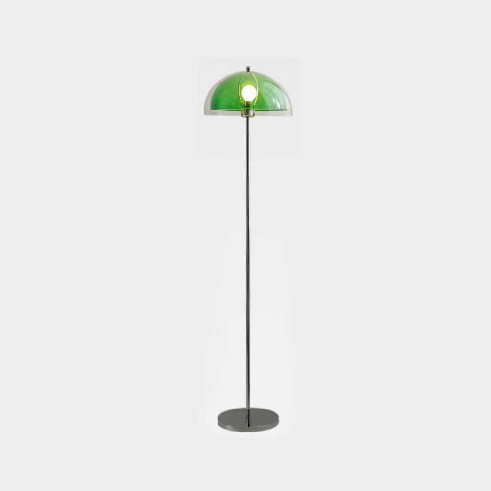 Stehlampe mit doppellagigem Acrylkuppel-Schirm und verchromtem Metallständer