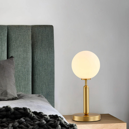 Modern Globe Table Lamp with Pill-Shaped Post - Mid-Century Orb Desk Light