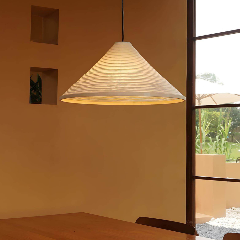 Japanese Washi Paper Pyramid Pendant Light - Japandi Style Decor