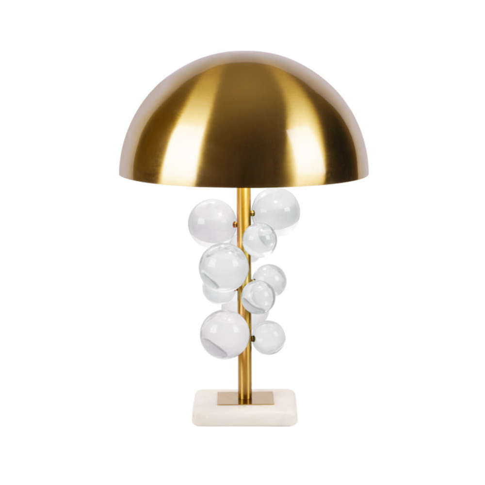 Skulpturale Glascluster-Akzentlampe mit Marmorsockel – Art Deco Metall-Wandleuchte