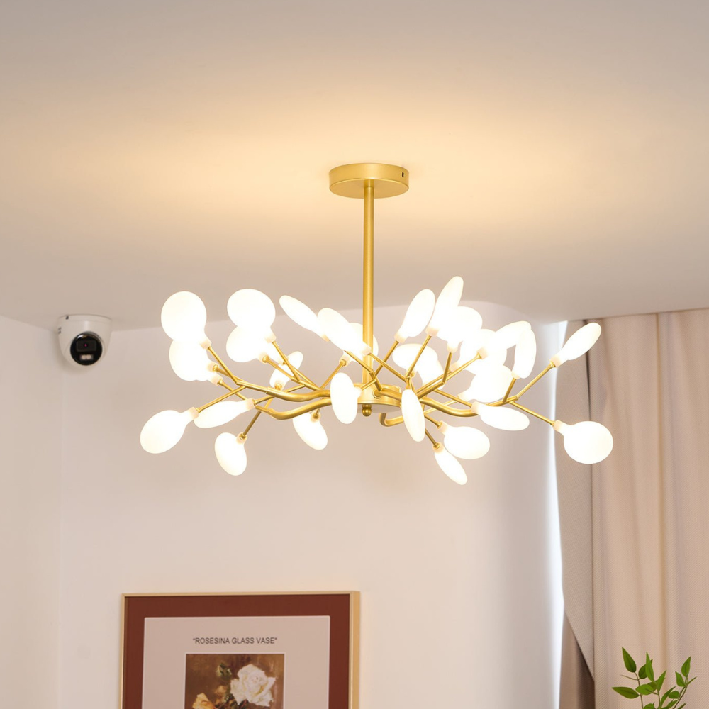 Sputnik-Kronleuchter mit Glasblütenzweigen – Modernes Mid-Century-Design