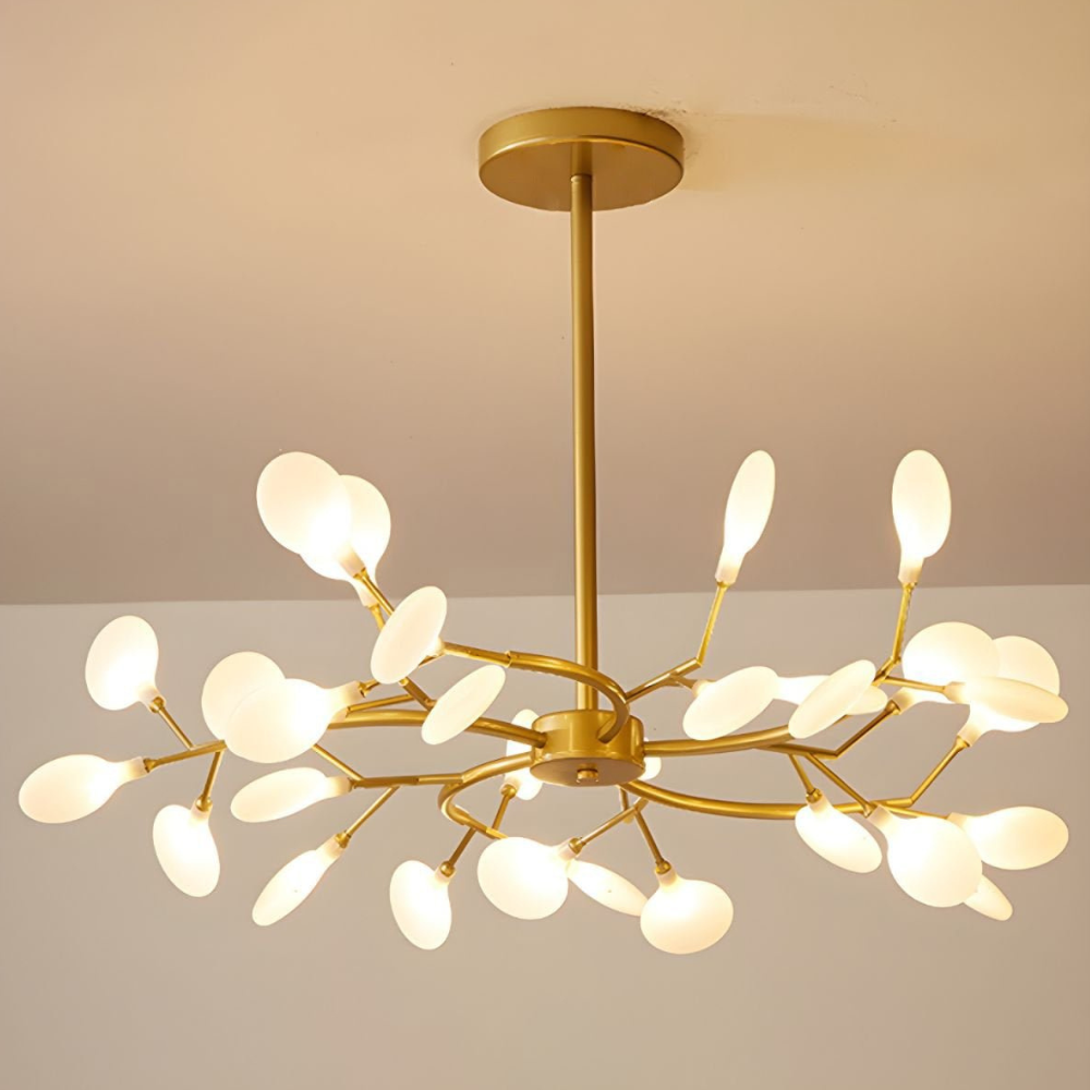 Sputnik-Kronleuchter mit Glasblütenzweigen – Modernes Mid-Century-Design