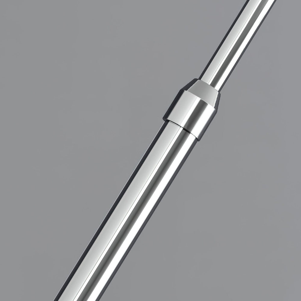 Bogen-Stehlampe mit kugelförmigem Metallschirm und Edelstahlgestell