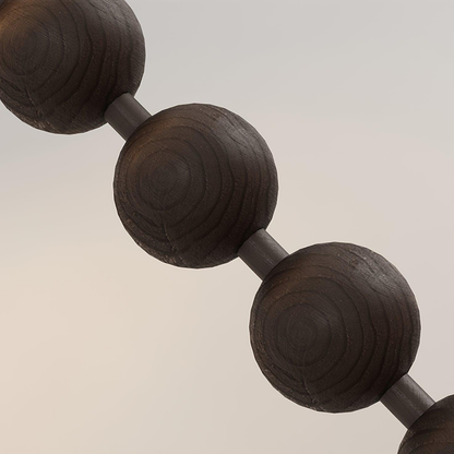 Floor Lamp with Stacked Wooden Spheres and Fabric Drum Shade
