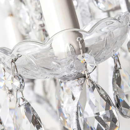 Dimmable Floor Lamp with Ornate Iron Scrollwork and Faceted Crystal Strands
