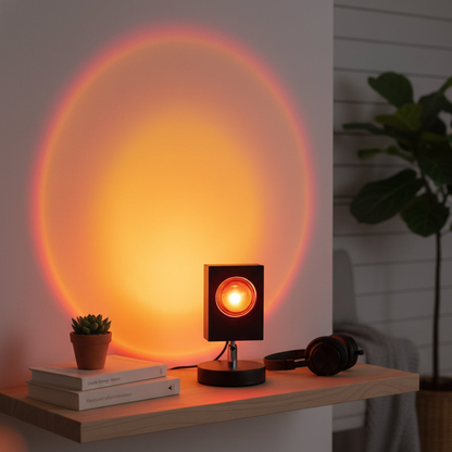 Modern Sunset Projector Lamp - Architectural Halo Mood Light for Photography