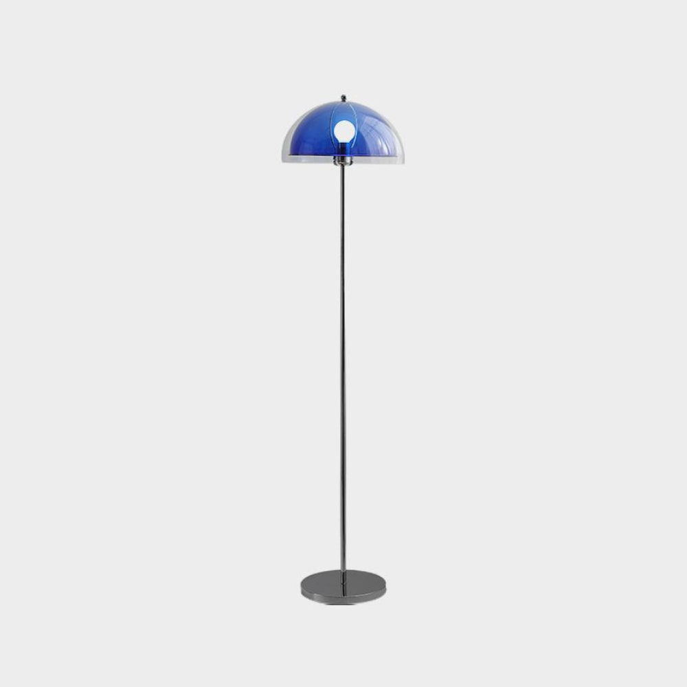 Stehlampe mit doppellagigem Acrylkuppel-Schirm und verchromtem Metallständer