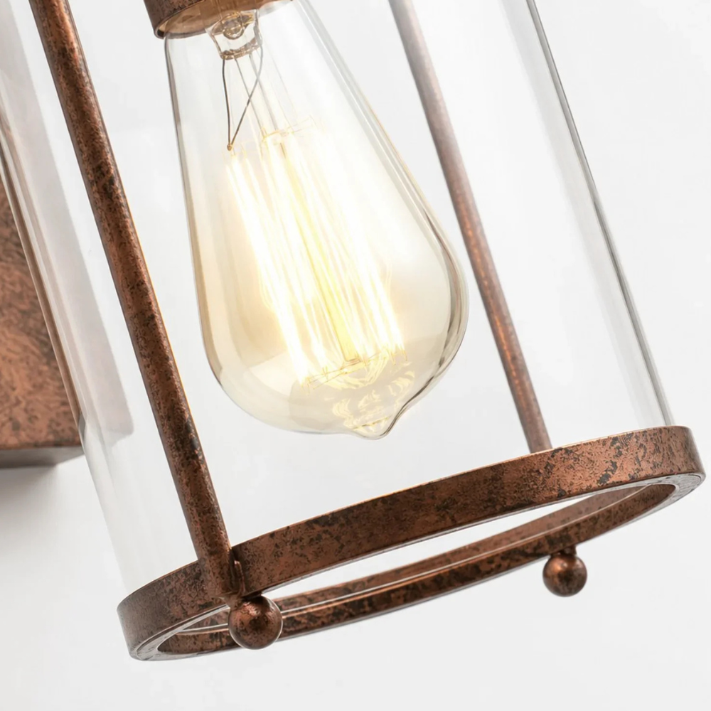Permanent Outdoor House Lights with Clear Glass Jar Shade and Iron Arm