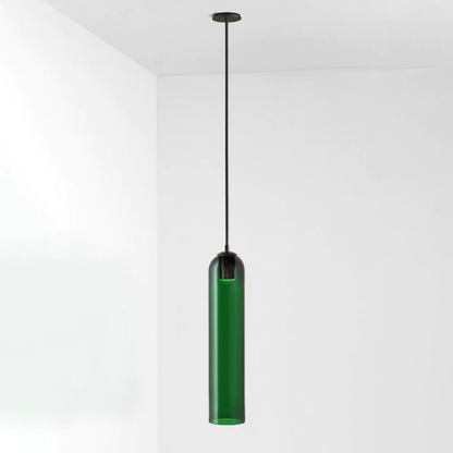 Cylinder Glass Pendant Light with Metal Downrod - Modern Art Deco