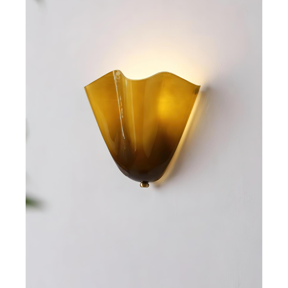 Moderne Glas-Wandlampe mit Rüschen - Organische blühende Blumen-Wandlampe