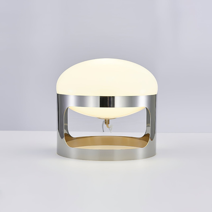 Glass Orb Table Lamp with Chrome Metal Base - Mid Century Modern