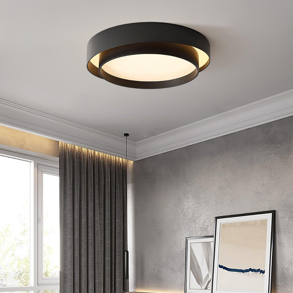 Concentric Ring Ceiling Light with Tiered Shade - Modern Flush Mount