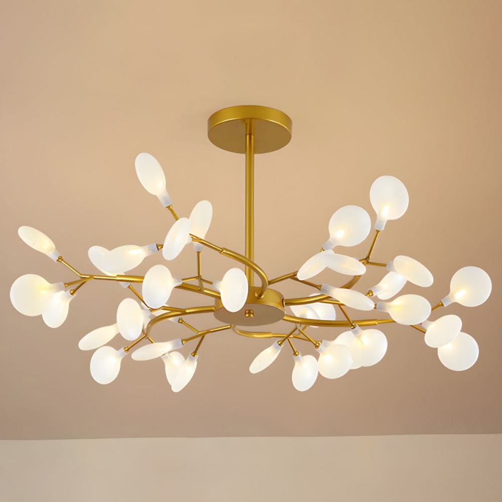 Sputnik-Kronleuchter mit Glasblütenzweigen – Modernes Mid-Century-Design