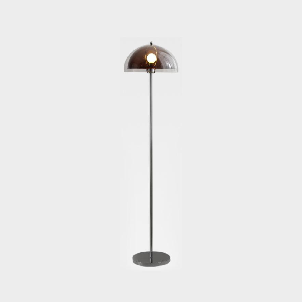 Stehlampe mit doppellagigem Acrylkuppel-Schirm und verchromtem Metallständer