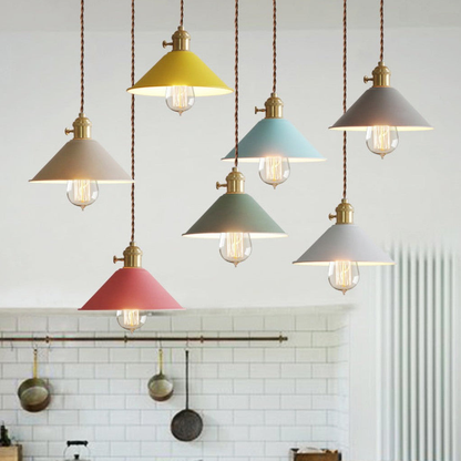 Modern Brass-Neck Cone Pendant Light - Vibrant Matte Industrial Pendant Lights